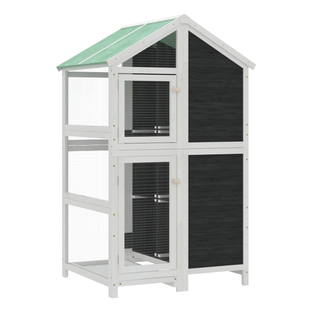 VidaXL Volière 97x81x152 cm massief groenenhout grijs