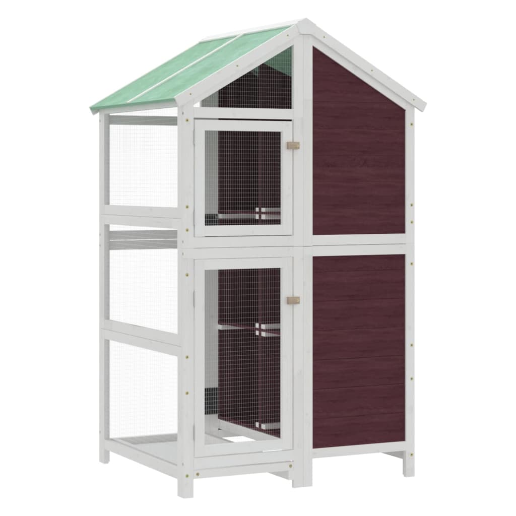 Vidaxl volière 97x81x152 cm massief groenhout mokkakleurig