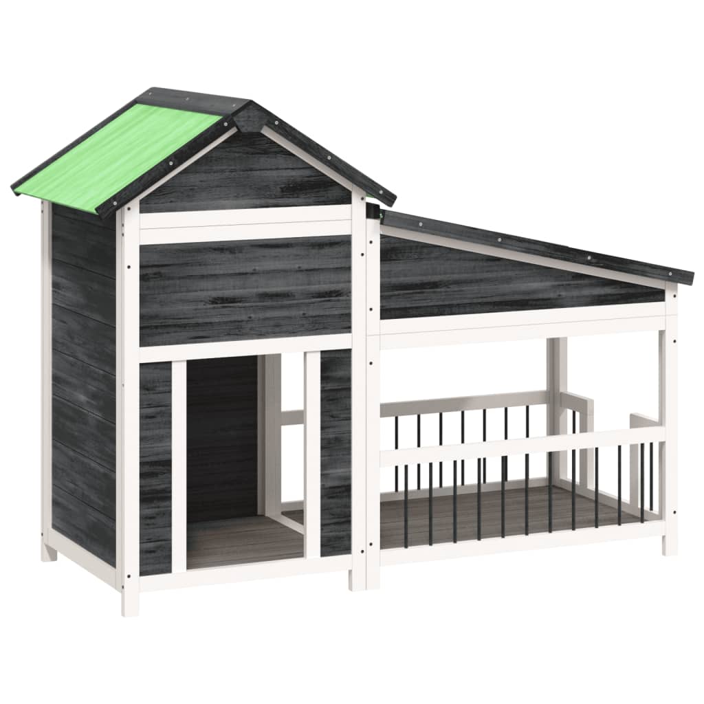 Vidaxl hondenhok 143x60,5x109 cm massief groenenhout grijs
