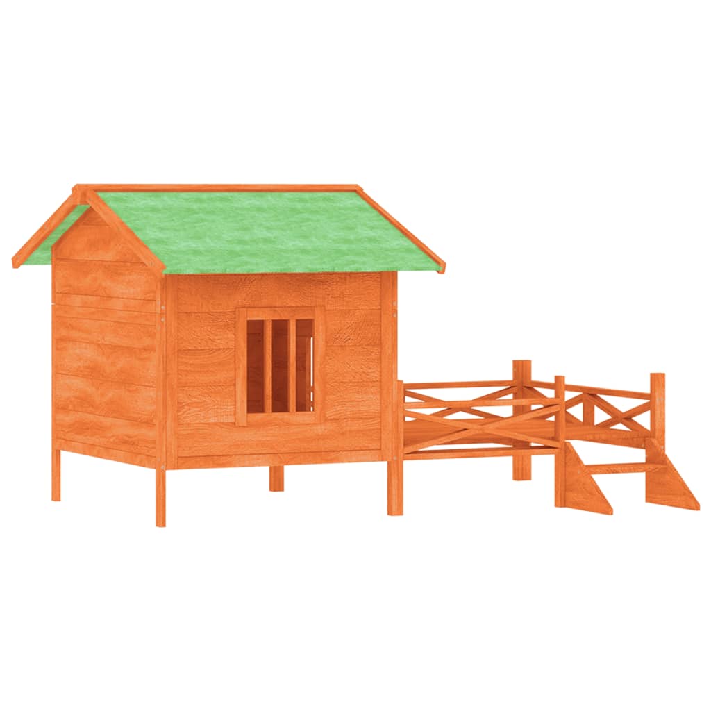 Vidaxl hondenhok 159x120x88,5 cm massief groenhout bruin