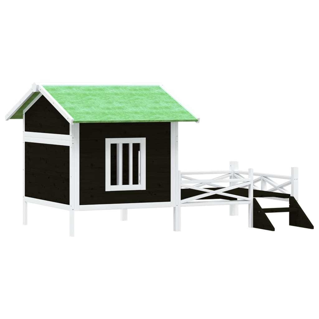 Vidaxl hondenhok 159x120x88,5 cm massief groenenhout grijs