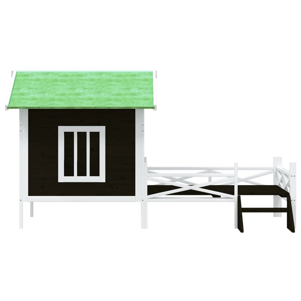 Vidaxl hondenhok 159x120x88,5 cm massief groenenhout grijs