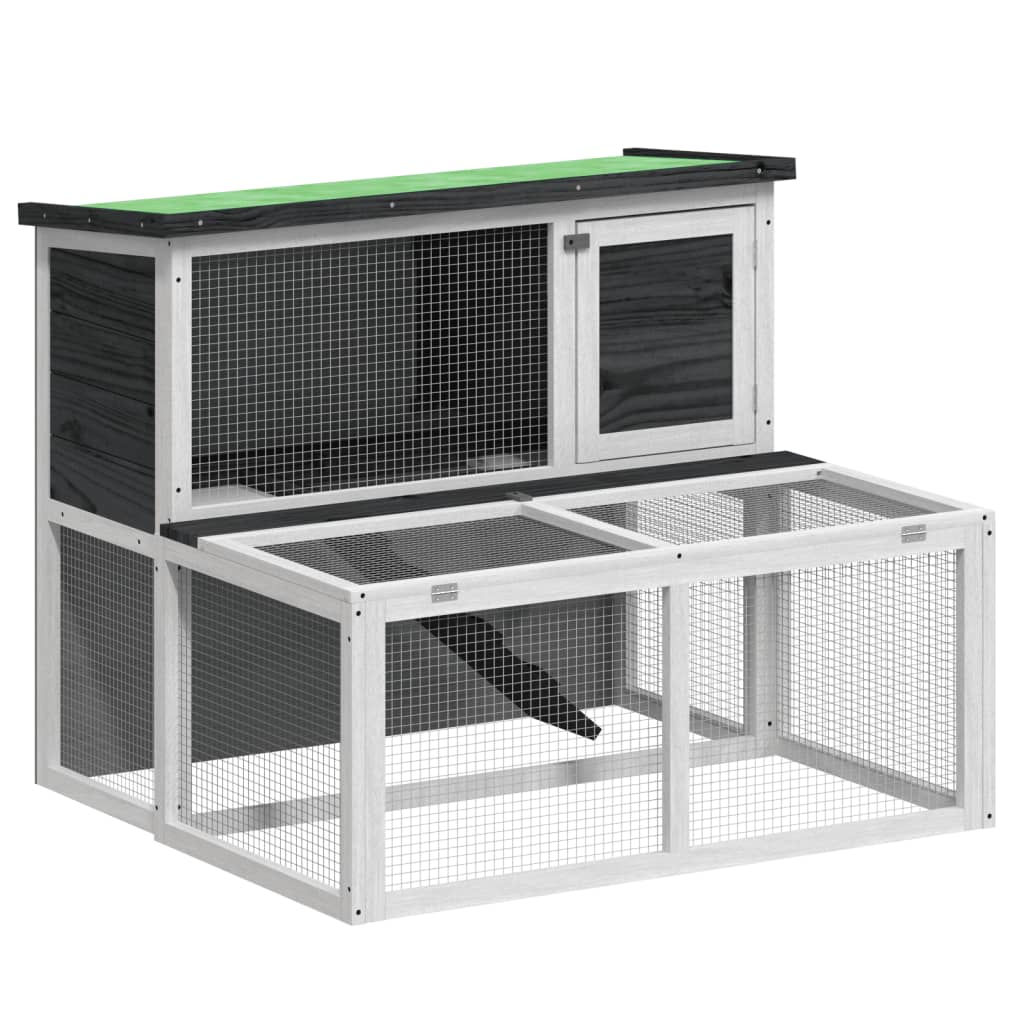 Vidaxl konijnenhok 102x90x84,5 cm massief groenenhout grijs