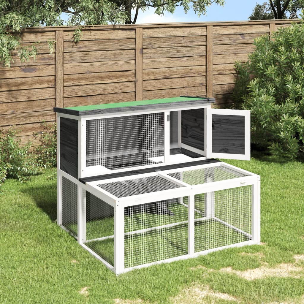 Vidaxl konijnenhok 102x90x84,5 cm massief groenenhout grijs