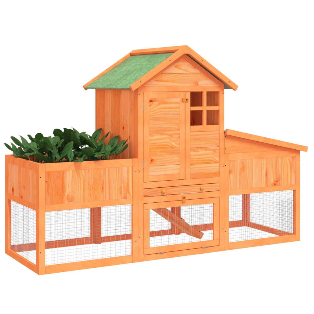 Vidaxl konijnenhok 170x63x113 cm massief groenhout bruin
