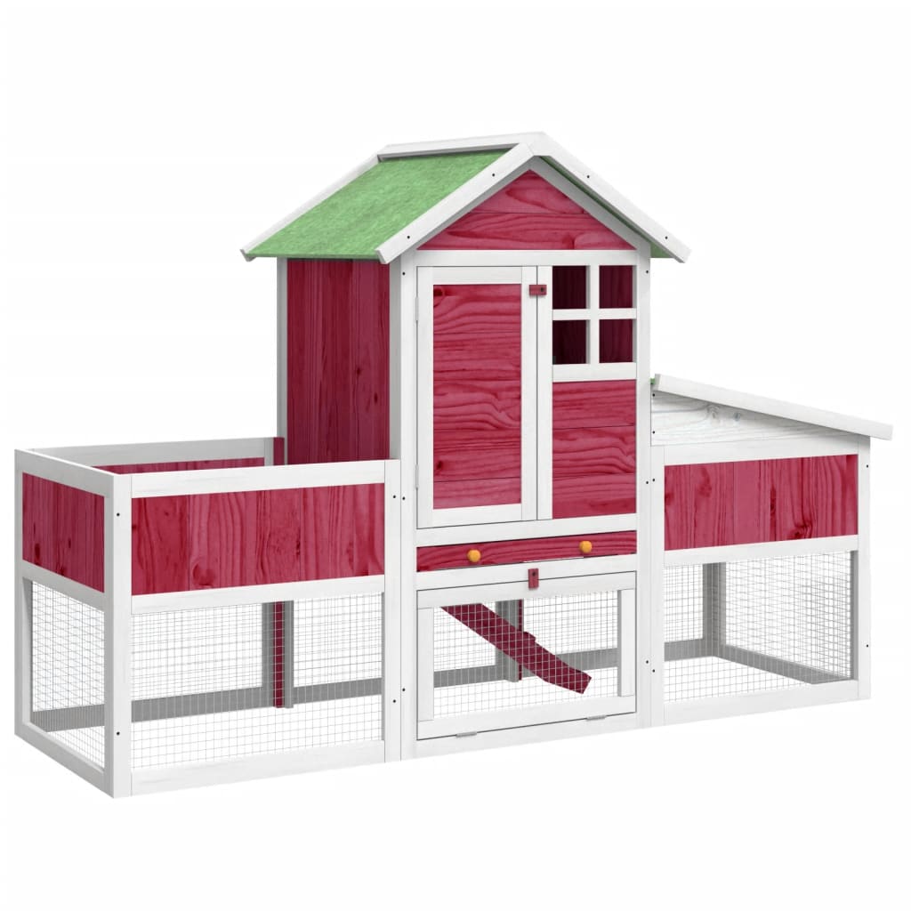 Vidaxl konijnenhok 170x63x113 cm massief groenenhout rood