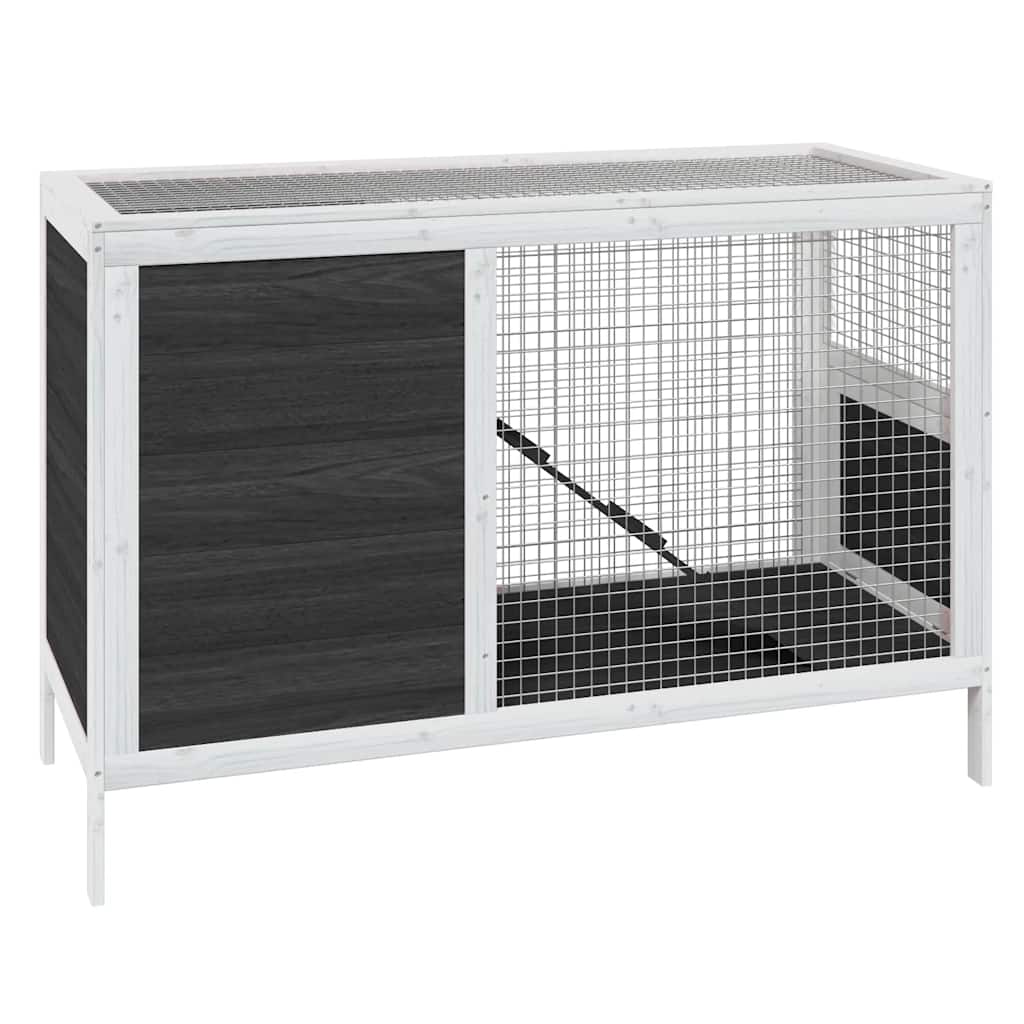 Vidaxl konijnenhok 103x44x69,5 cm massief groenenhout grijs