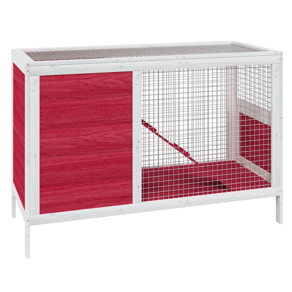 Vidaxl konijnenhok 103x44x69,5 cm massief groenenhout rood