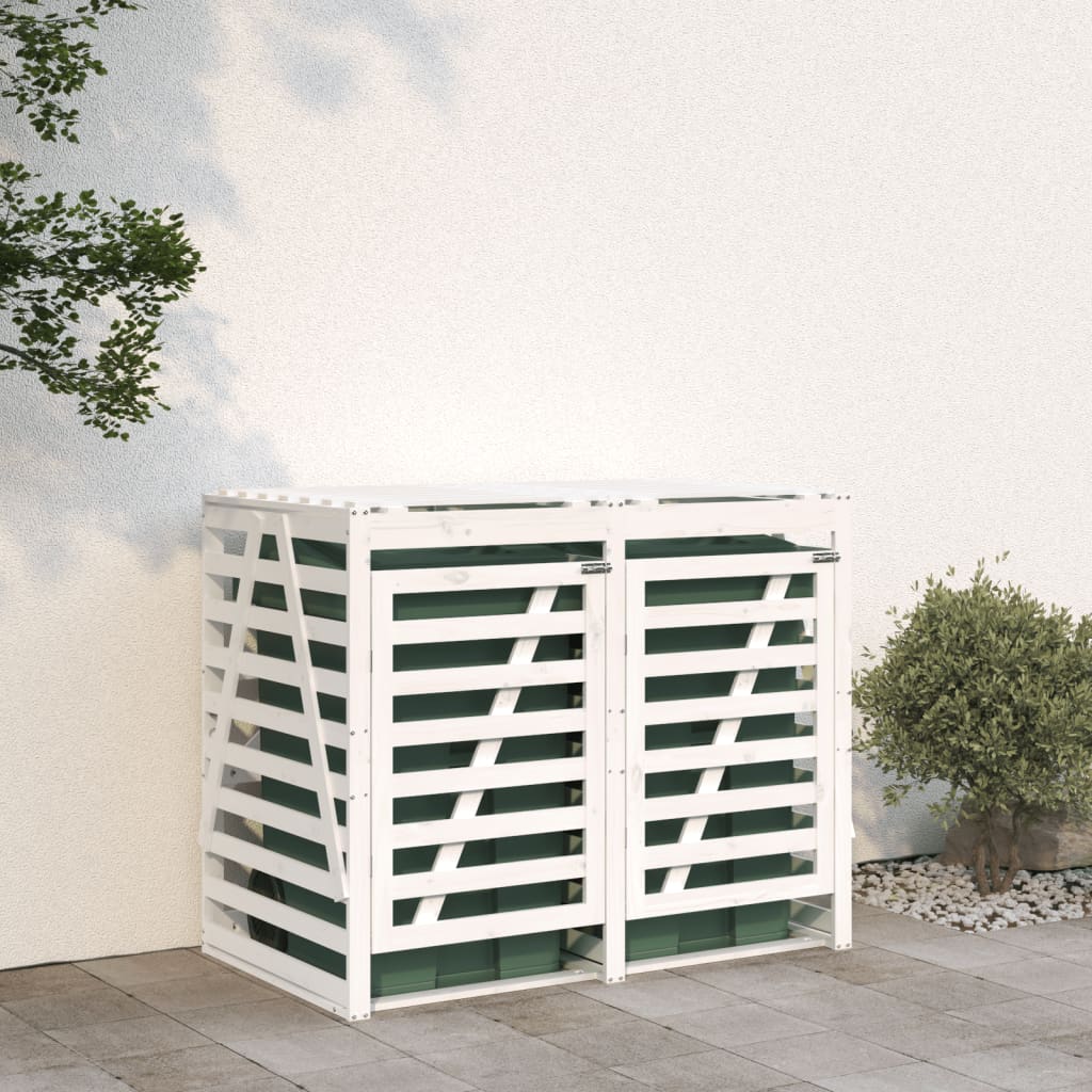 VidaXL Containerberging dubbel massief groenhout wit