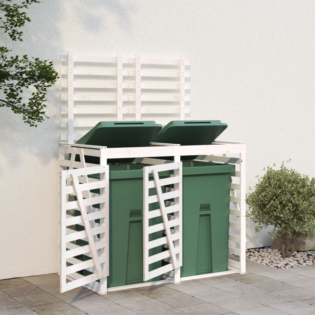 VidaXL Containerberging dubbel massief groenhout wit