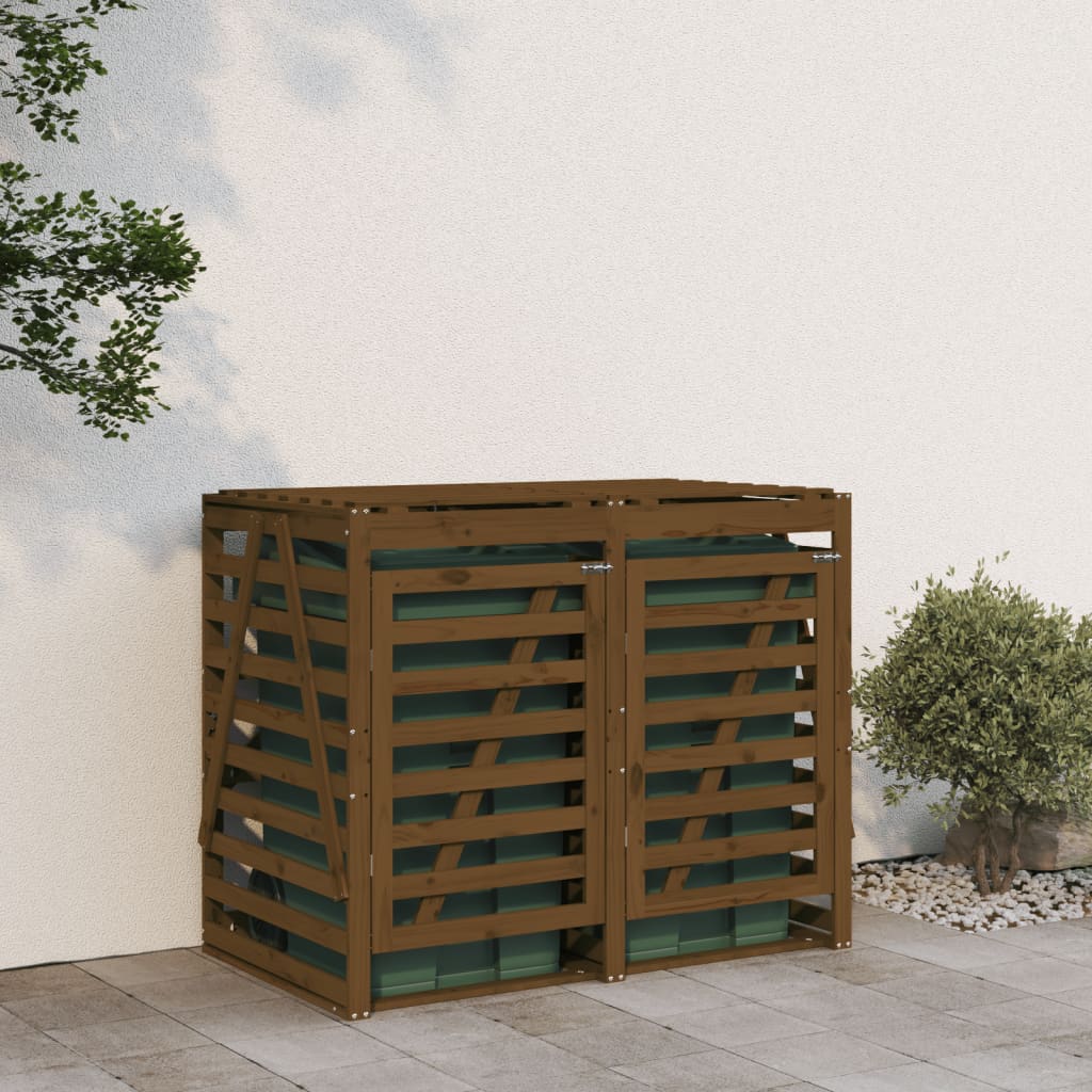 VidaXL Containerberging dubbel massief groenhout honingbruin