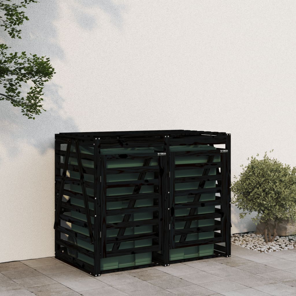 VidaXL Containerberging dubbel massief groenenhout zwart