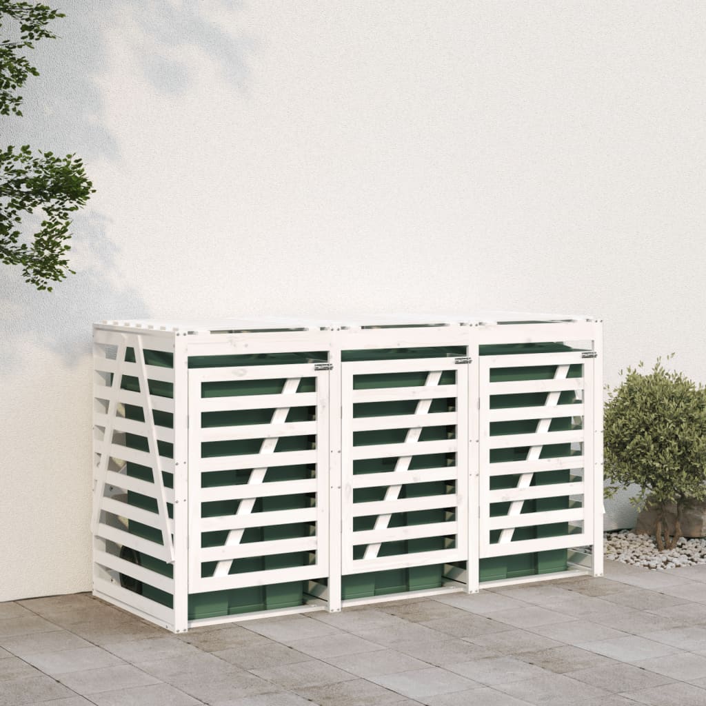 VidaXL Containerberging drievoudig massief groenhout wit