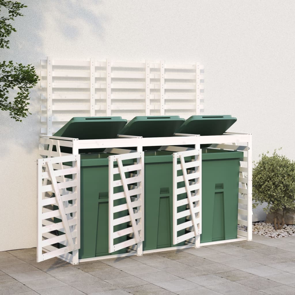 VidaXL Containerberging drievoudig massief groenhout wit
