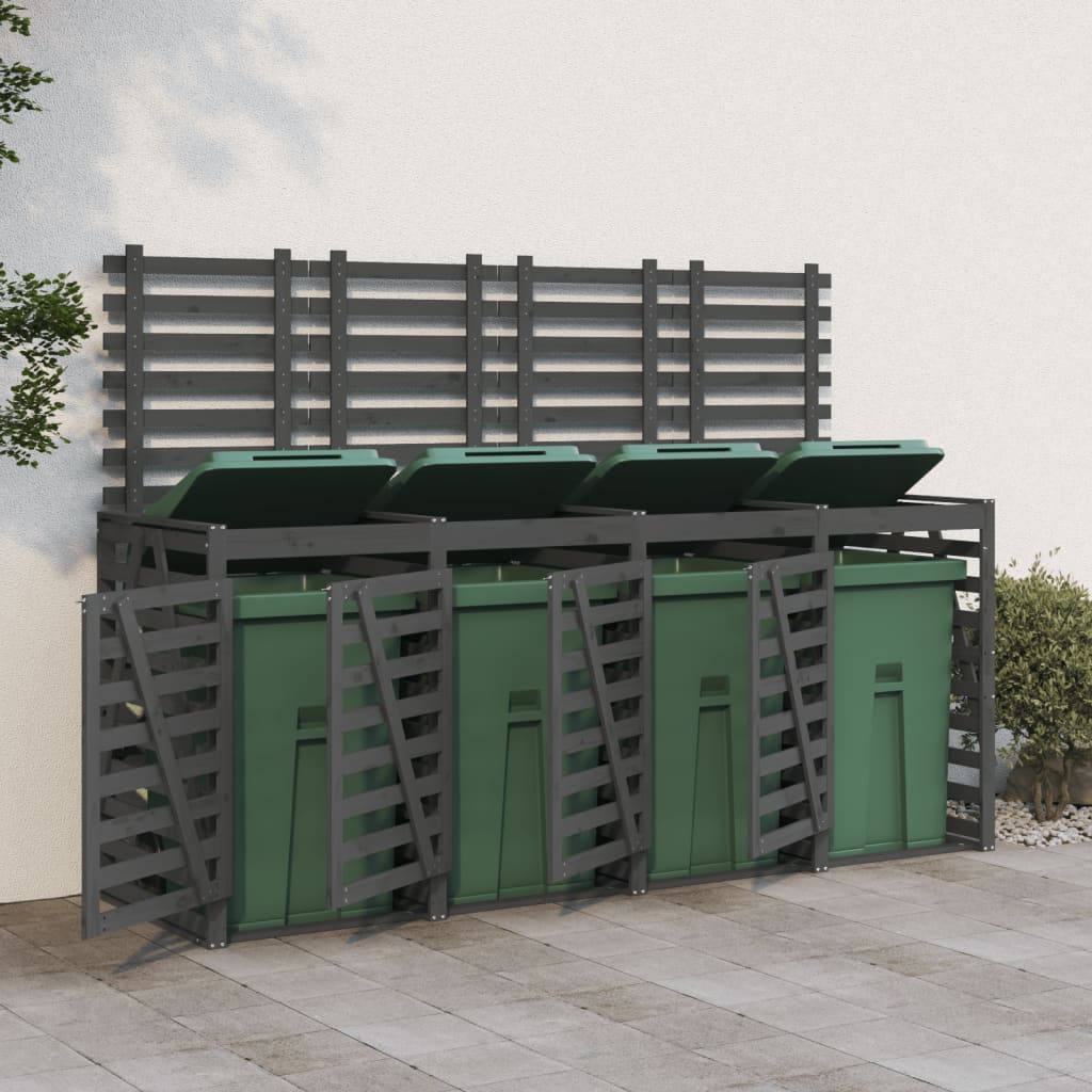 VidaXL Containerberging viervoudig massief groenhout grijs