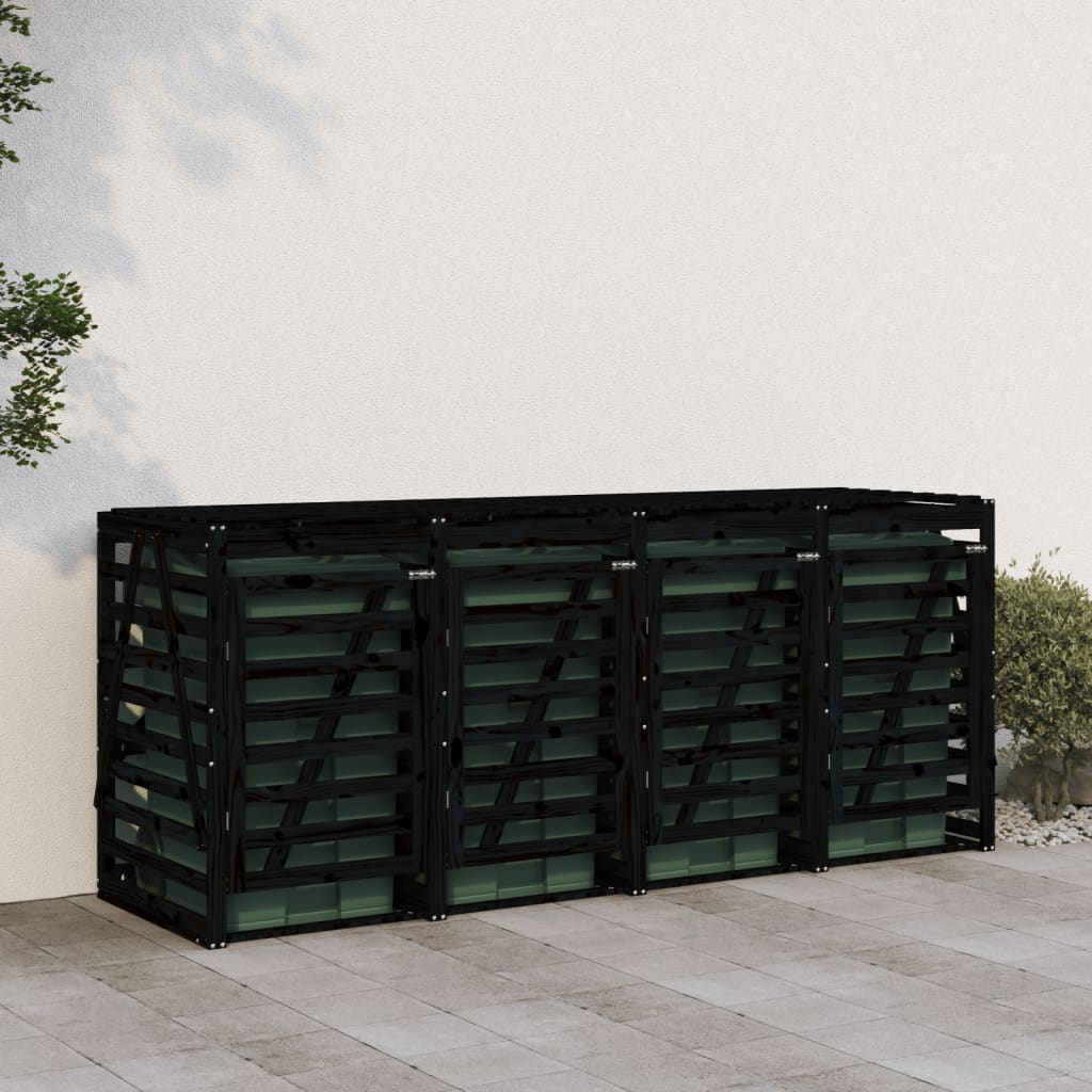 VidaXL Containerberging viervoudig massief groenenhout zwart