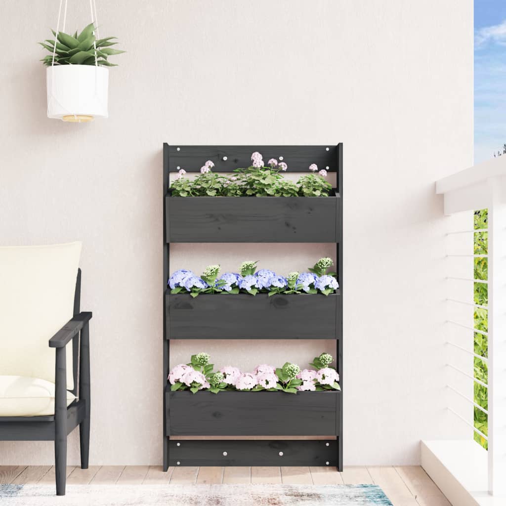 Vidaxl plantenbak wandmontage 3-laags 60x18,5x110 cm groenhout grijs