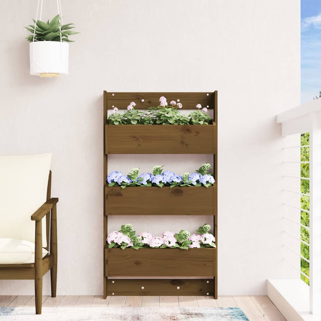 Vidaxl plantenbak wand 3-laags 60x18,5x110 cm groenhout honingbruin