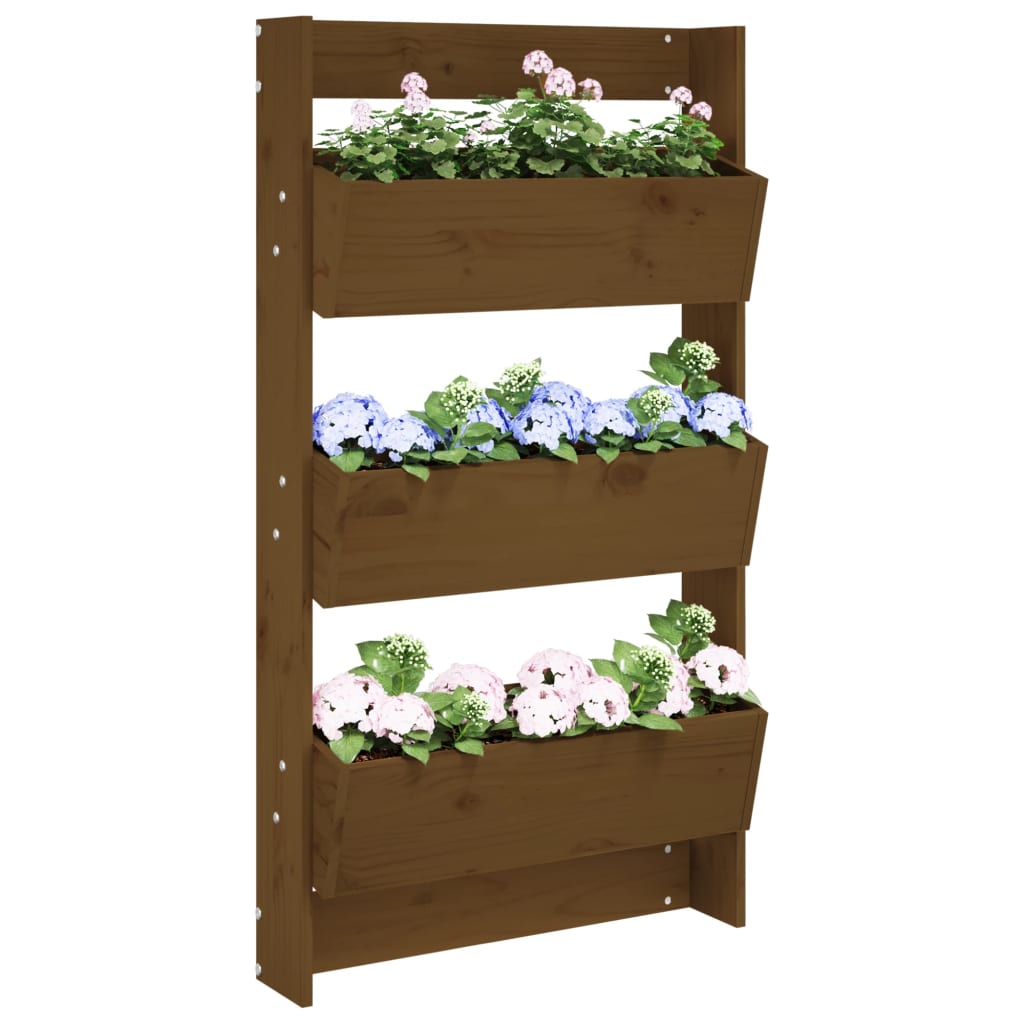 Vidaxl plantenbak wand 3-laags 60x18,5x110 cm groenhout honingbruin