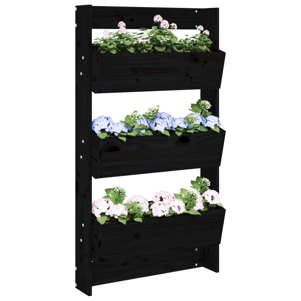 Vidaxl plantenbak wandmontage 3-laags 60x18,5x110 cm groenhout zwart