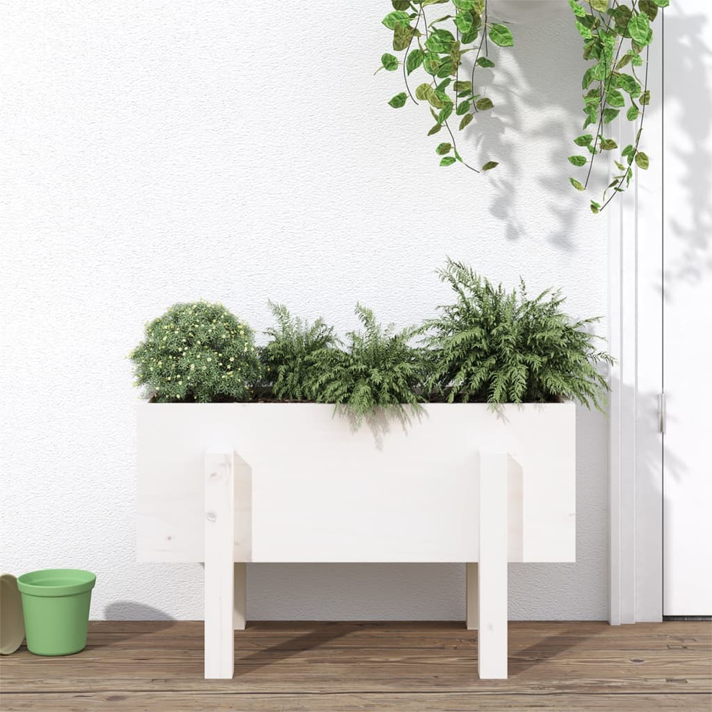 Vidaxl plantenbak 62x30x38 cm massief groenhout wit