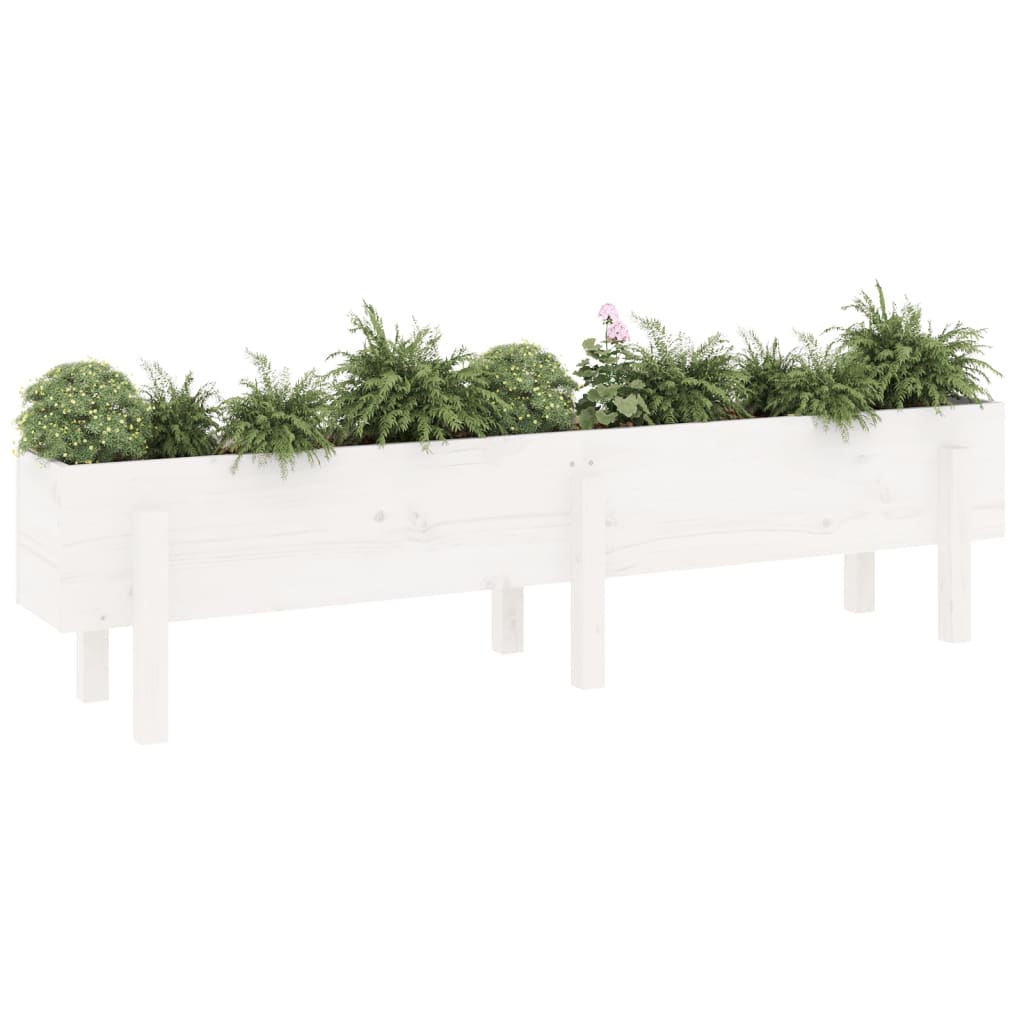 Vidaxl plantenbak verhoogd 160x30x38 cm massief groenhout wit