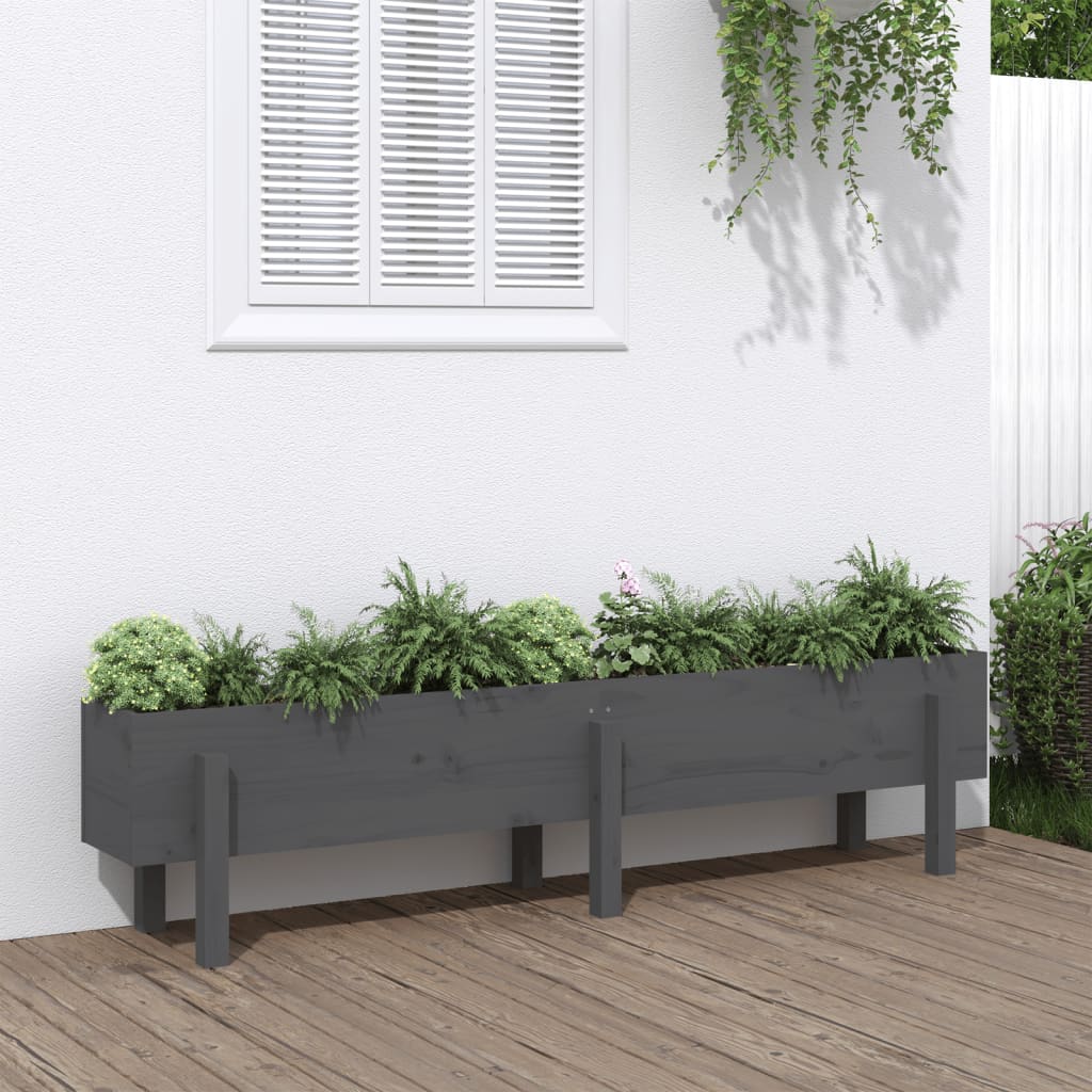 Vidaxl plantenbak verhoogd 160x30x38 cm massief groenhout grijs