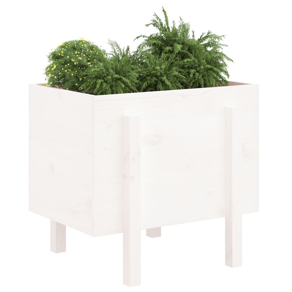 Vidaxl plantenbak 62x50x57 cm massief groenhout wit