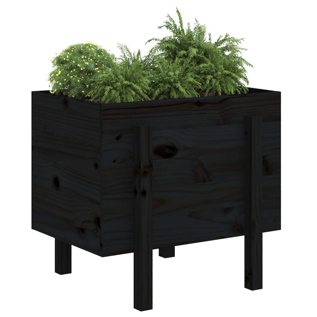 Vidaxl plantenbak 62x50x57 cm massief groenenhout zwart
