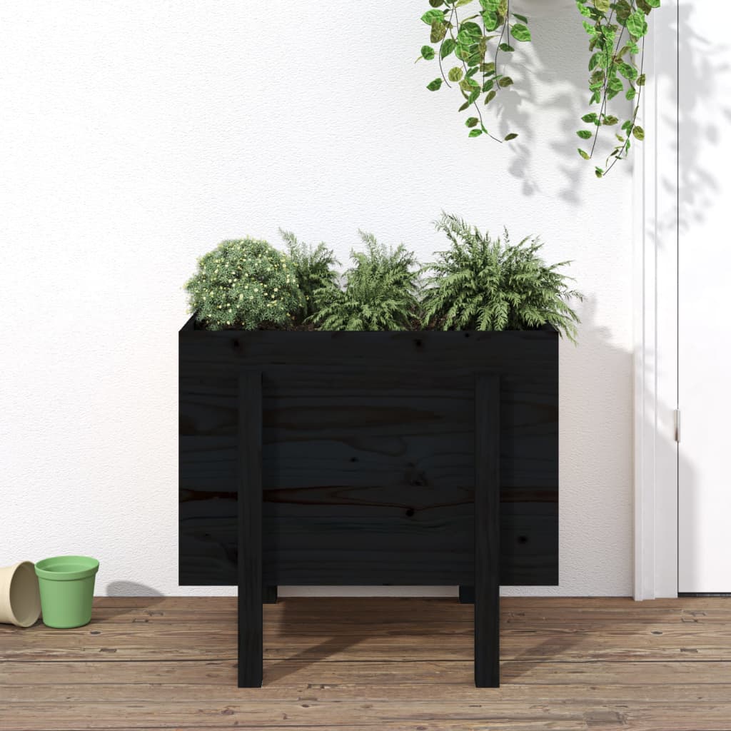 Vidaxl plantenbak 62x50x57 cm massief groenenhout zwart