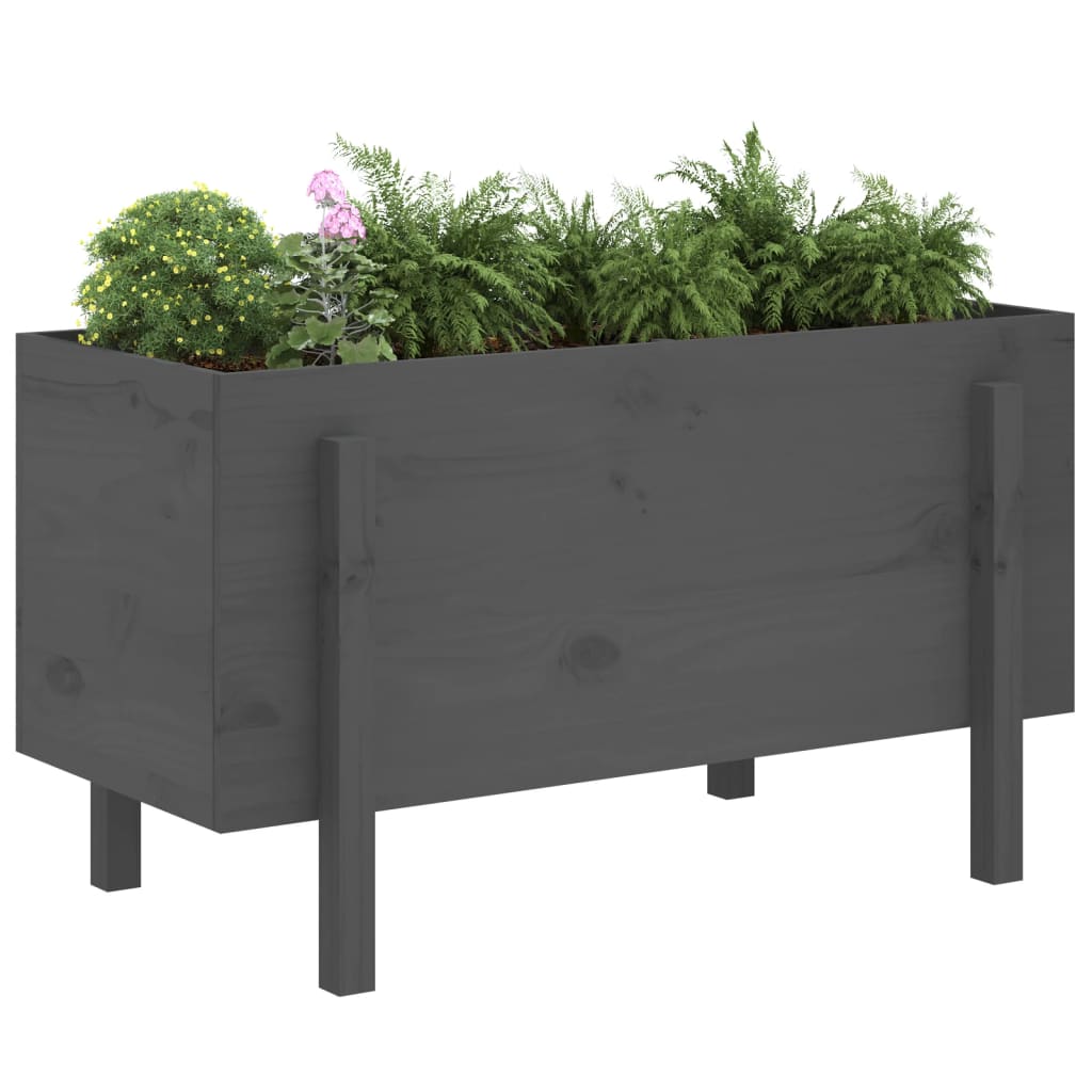Vidaxl plantenbak verhoogd 101x50x57 cm massief groenhout grijs