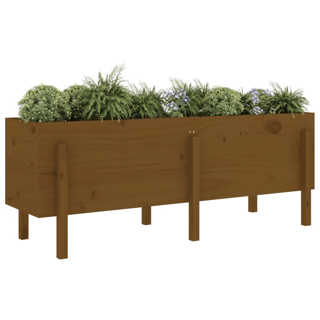 VidaXL Plantenbak ingezoomd 160x50x57 cm massief groenhout honingbruin