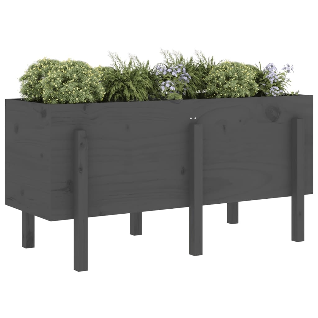 Vidaxl plantenbak verhoogd 121x50x57 cm massief groenhout grijs