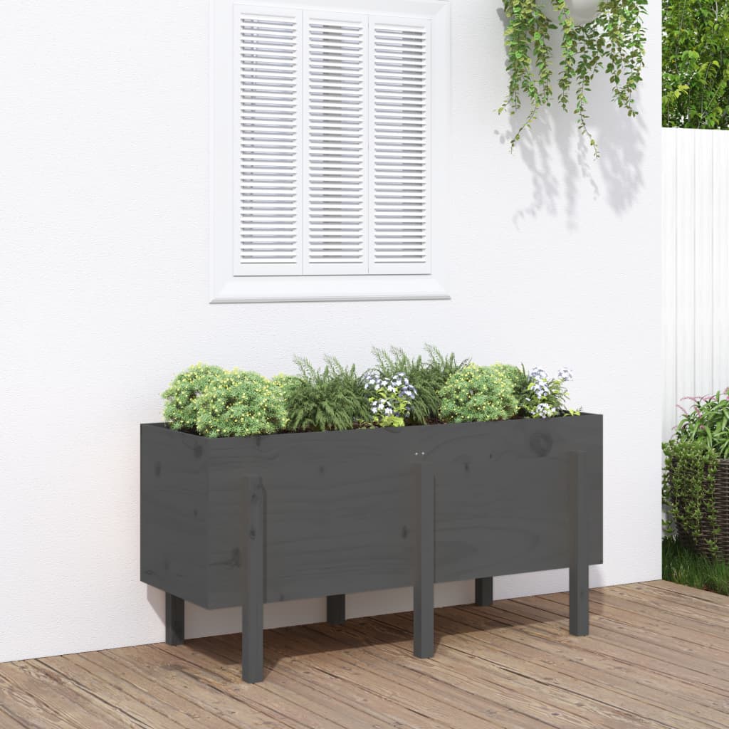 Vidaxl plantenbak verhoogd 121x50x57 cm massief groenhout grijs