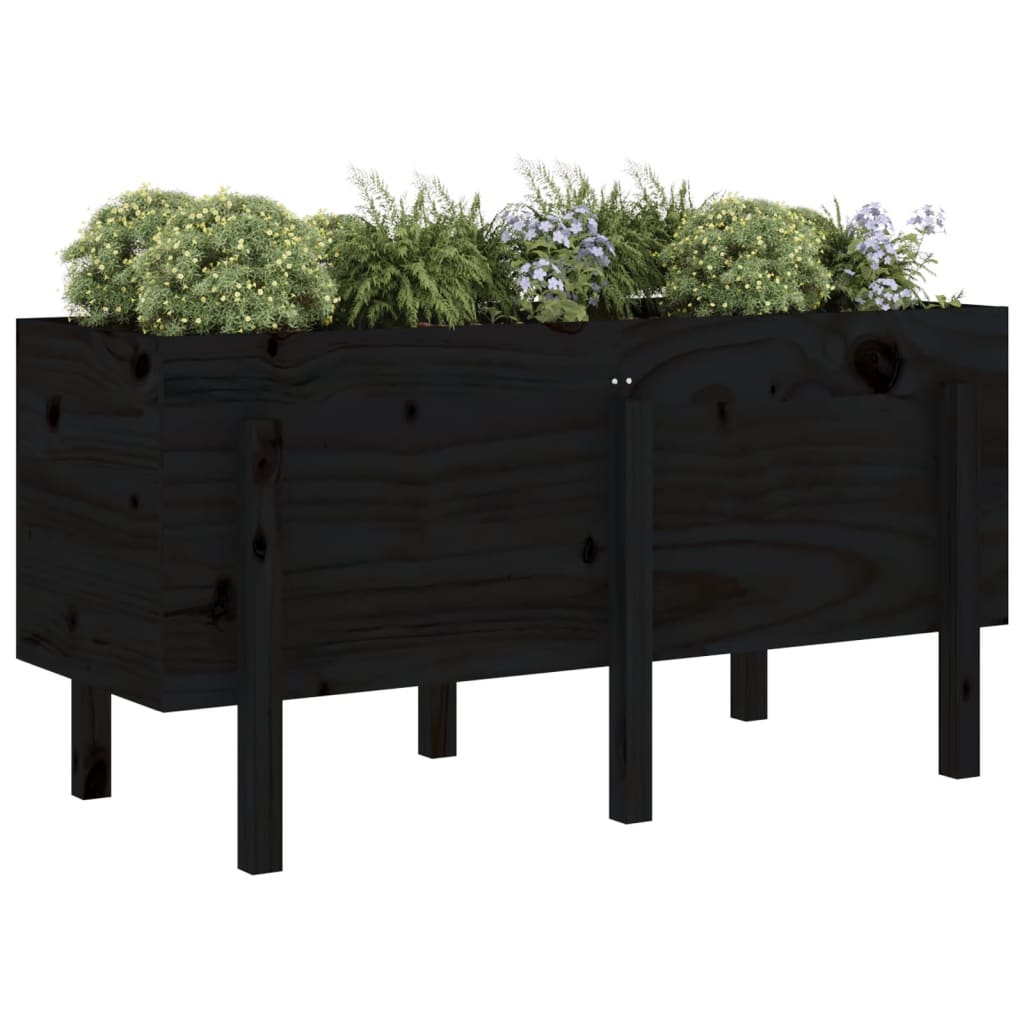 Vidaxl plantenbak 121x50x57 cm massief groenhout zwart