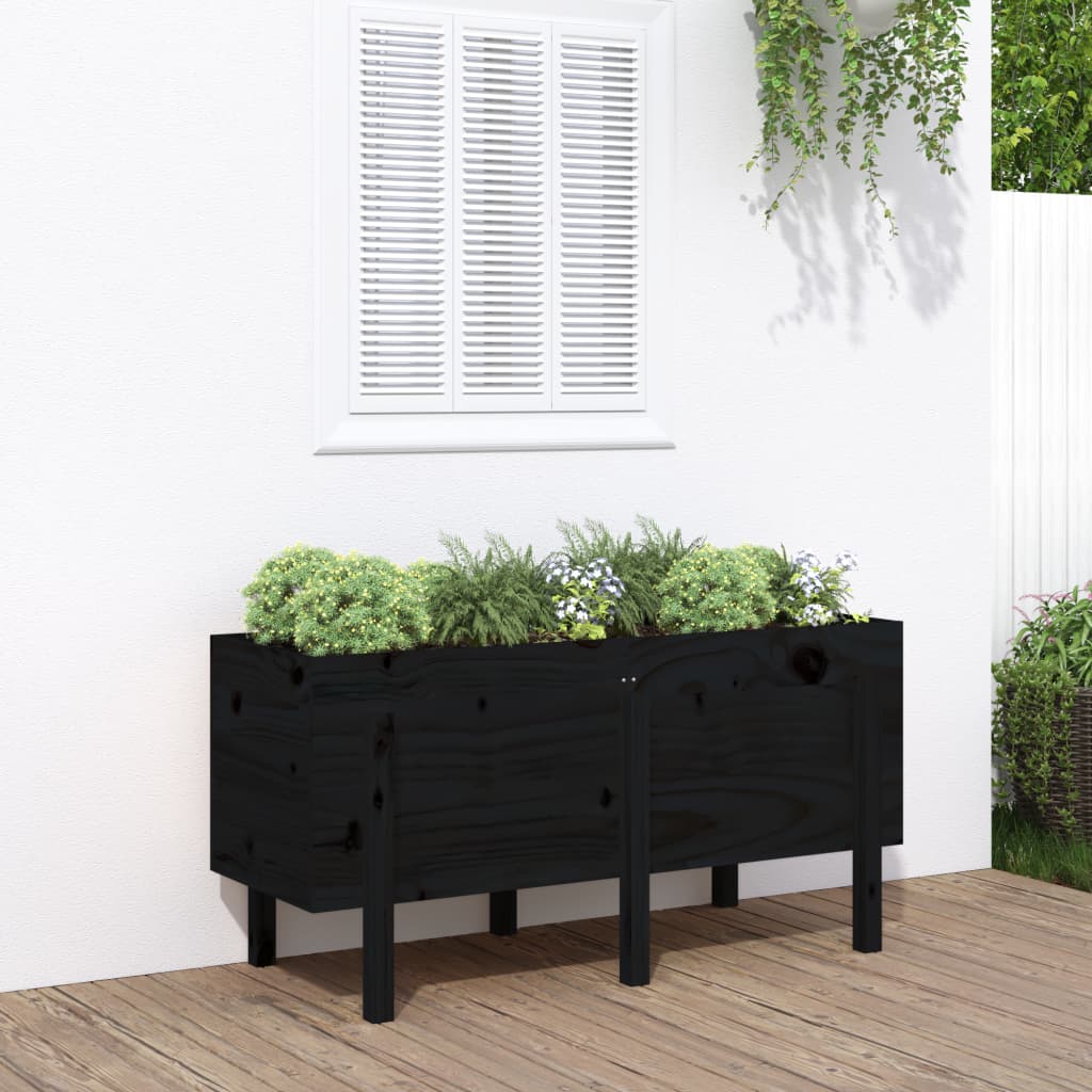 Vidaxl plantenbak 121x50x57 cm massief groenhout zwart