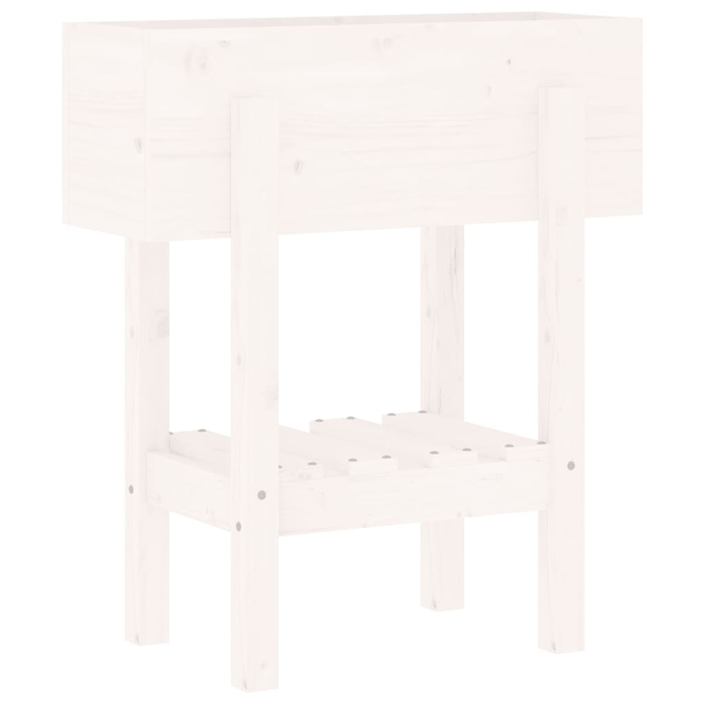 Vidaxl plantenbak 62x30x69 cm massief groenhout wit