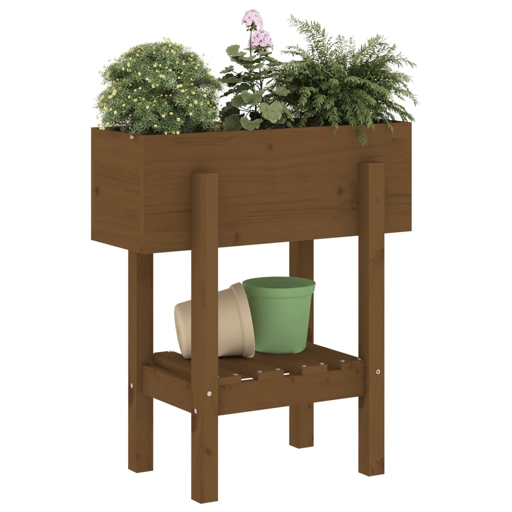 Vidaxl plantenbak 62x30x69 cm massief groenhout honingbruin
