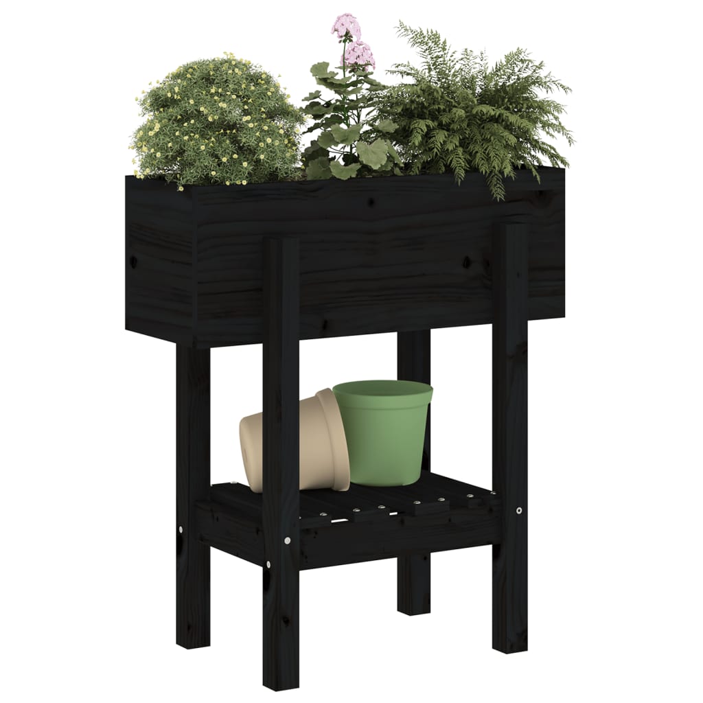 Vidaxl plantenbak 62x30x69 cm massief groenenhout zwart