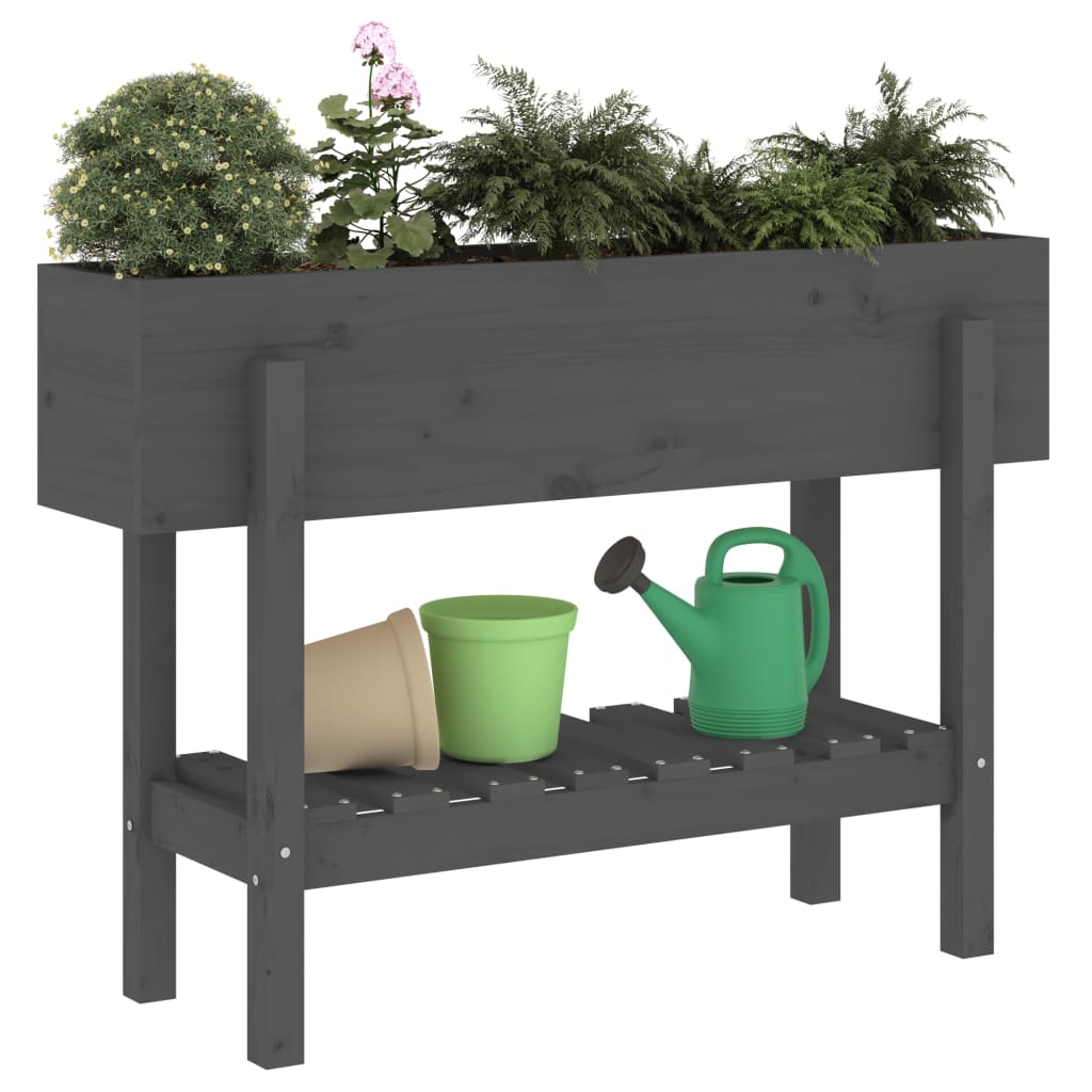 Vidaxl plantenbak verhoogd 101x30x69 cm massief groenhout grijs
