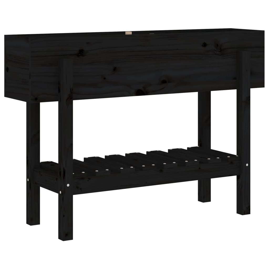 VidaXL Plantenbak ingezoomd 101x30x69 cm massief groenhout zwart