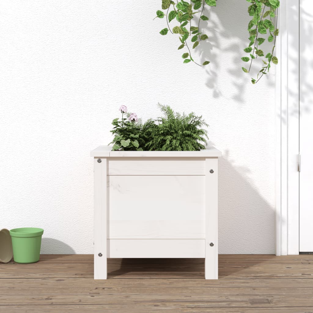 Vidaxl plantenbak 40x40x39 cm massief groenhout wit