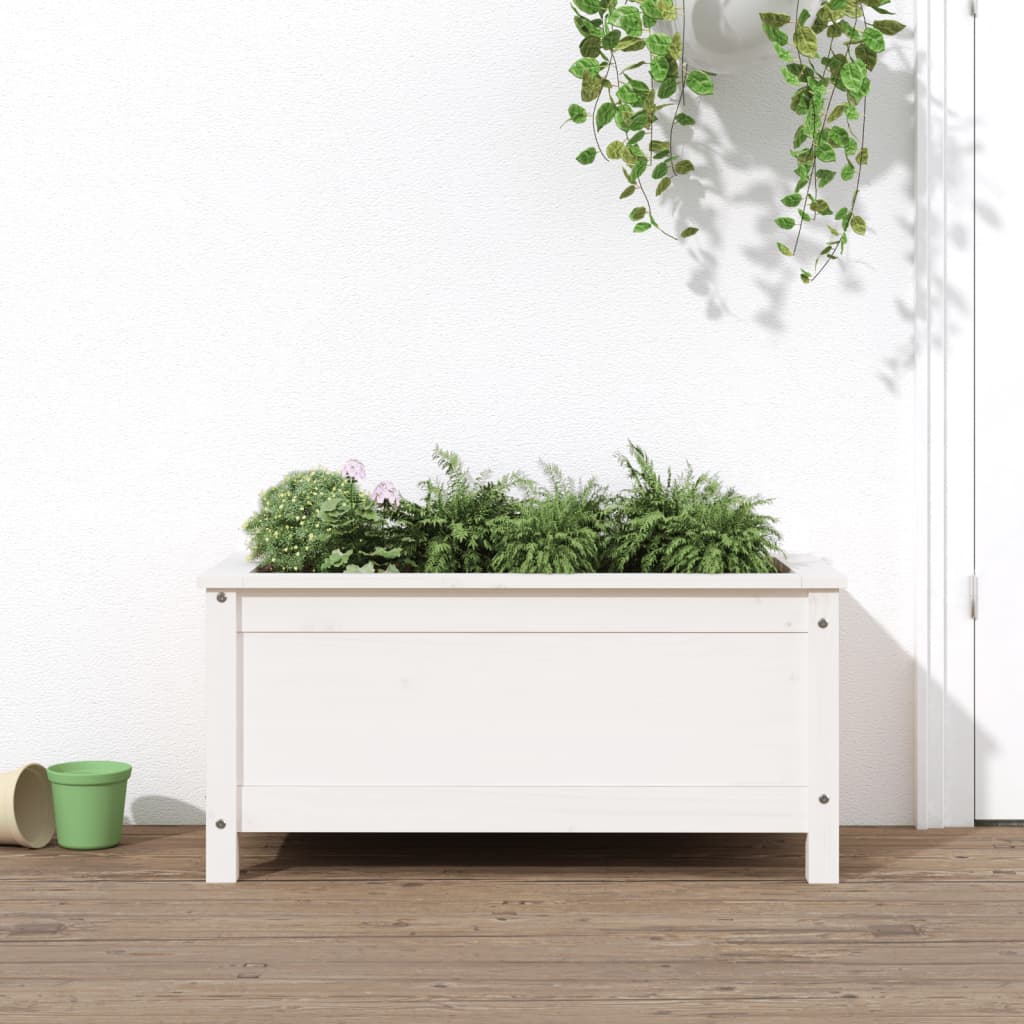 Vidaxl plantenbak 82,5x40x39 cm massief groenhout wit
