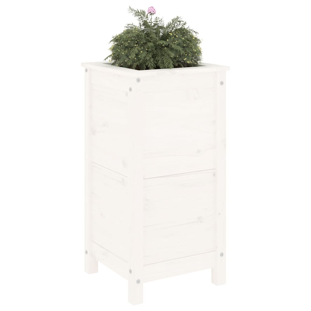 Vidaxl plantenbak 40x40x78 cm massief groenhout wit