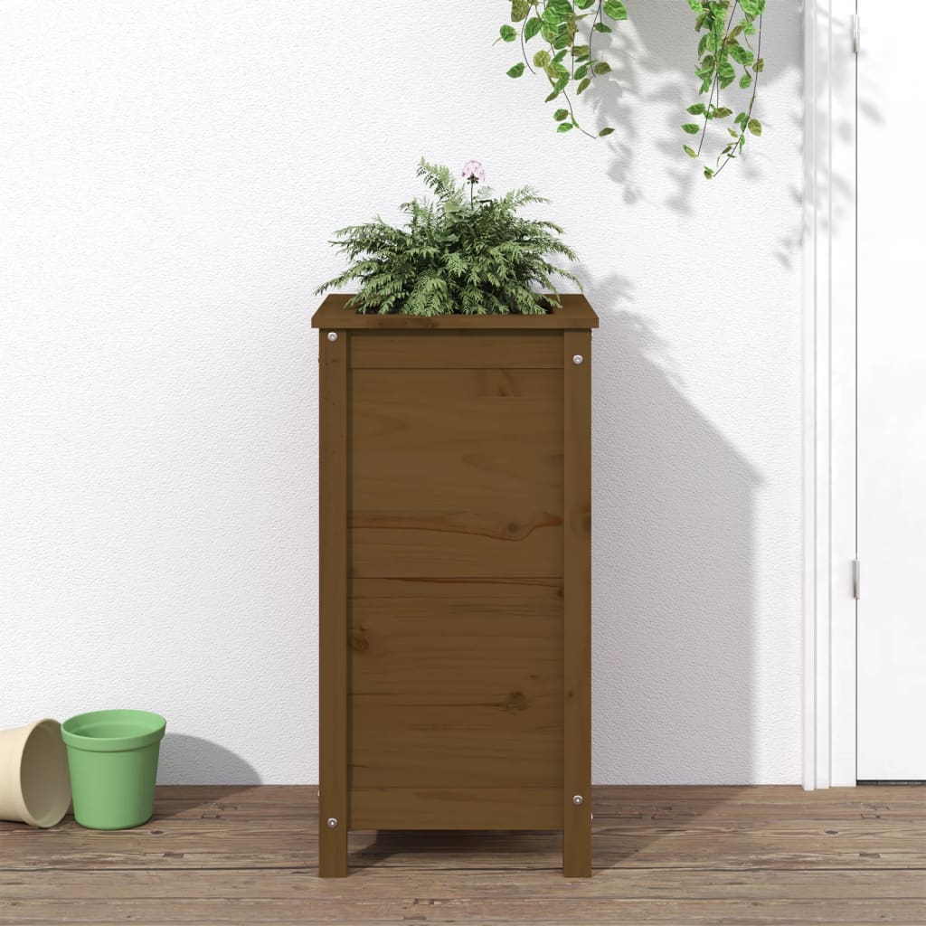 Vidaxl plantenbak 40x40x78 cm massief groenhout honingbruin