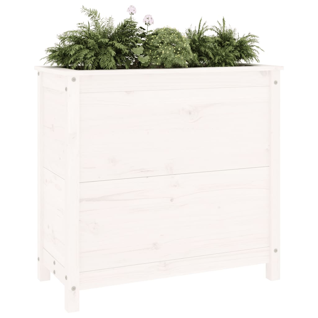 Vidaxl plantenbak 82,5x40x78 cm massief groenhout wit