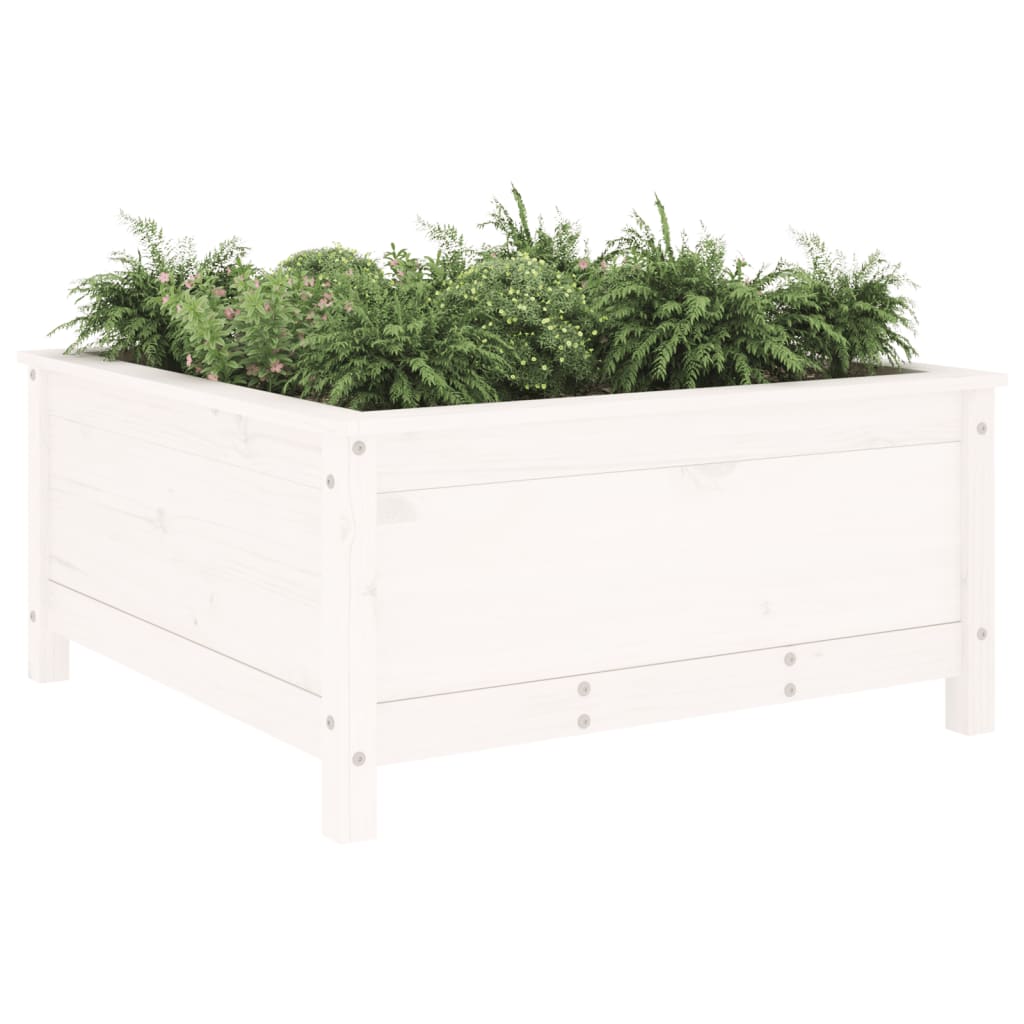Vidaxl plantenbak 82,5x82,5x39 cm massief groenhout wit