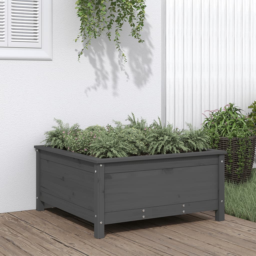Vidaxl plantenbak 82,5x82,5x39 cm massief groenenhout grijs