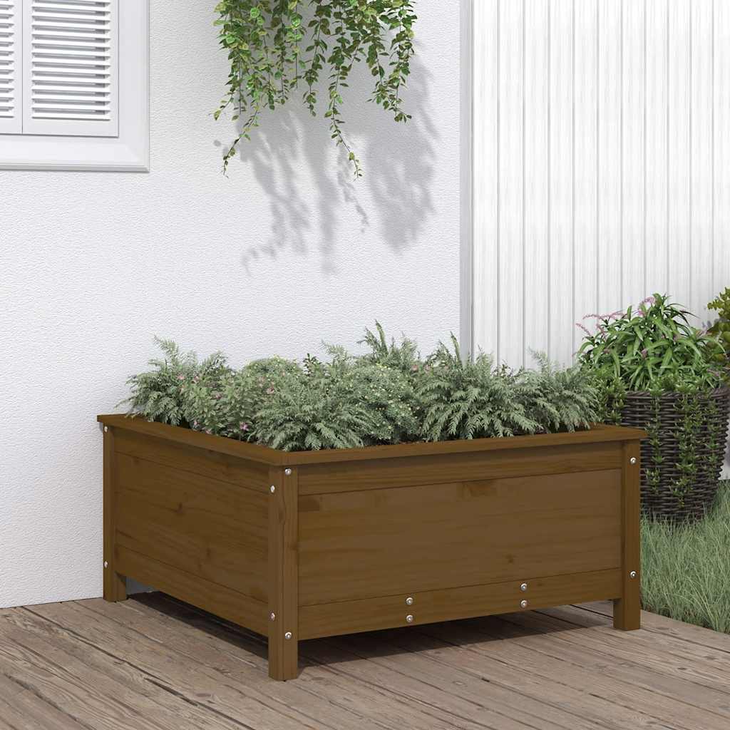 Vidaxl plantenbak 82,5x82,5x39 cm massief groenhout honingbruin