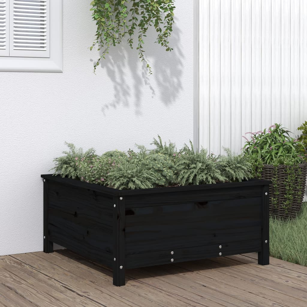 Vidaxl plantenbak 82,5x82,5x39 cm massief groenenhout zwart